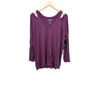 NWT Torrid 1X Purple Long Sleeve Cutout Shirt Plum Super Soft Knit Basic Staple